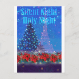 Carte Postale Tour Eiffel Pine de Noël Poinsettia