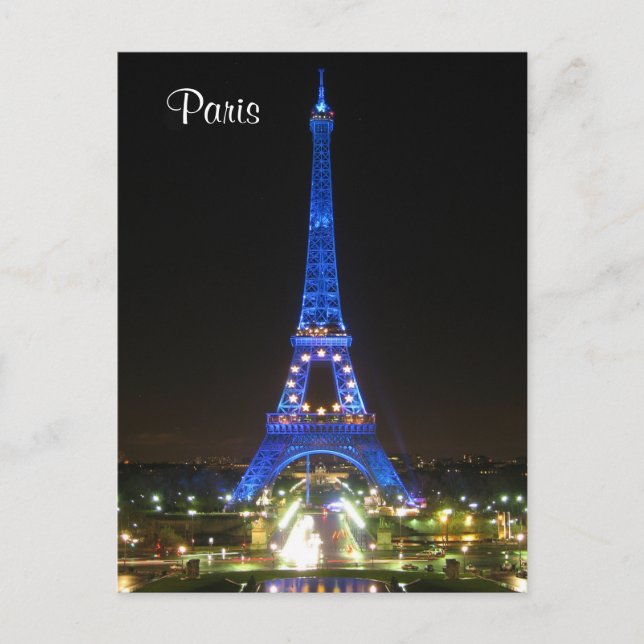 Carte Postale Tour Eiffel pittoresque de nuit (Devant)