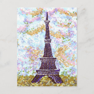 Carte postale Tour Eiffel Pointillisme paysage