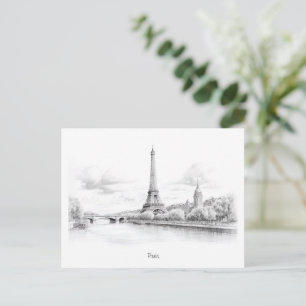 Carte Postale Tour Eiffel vintage, croquis Design
