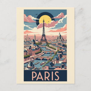 Carte Postale Tour Eiffel Vintage Paris France Seine
