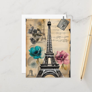 Carte Postale Tour Eiffel vintage Sepia