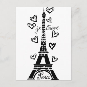 CARTE POSTALE TOUR ET COEURS EIFFEL PARIS JE T'AIME IMPRIMER