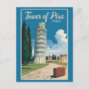 Carte Postale Tour penchée de Pise Italie Voyage Art Vintage