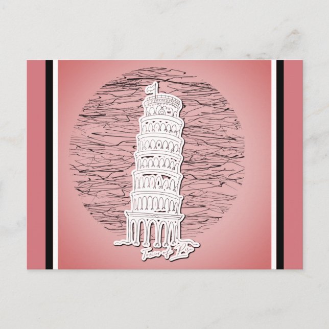 Carte Postale Tour penchée de Pise Italie Voyage rose (Devant)