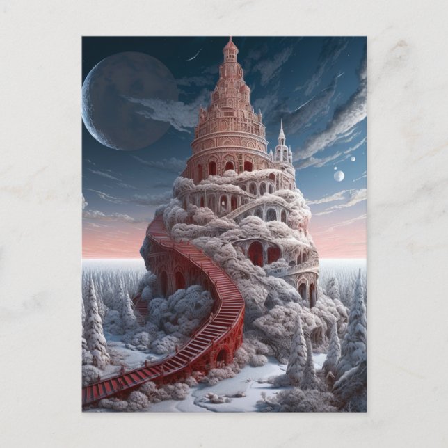 Carte Postale Tour Rouge Imaginaire d'hiver (Devant)