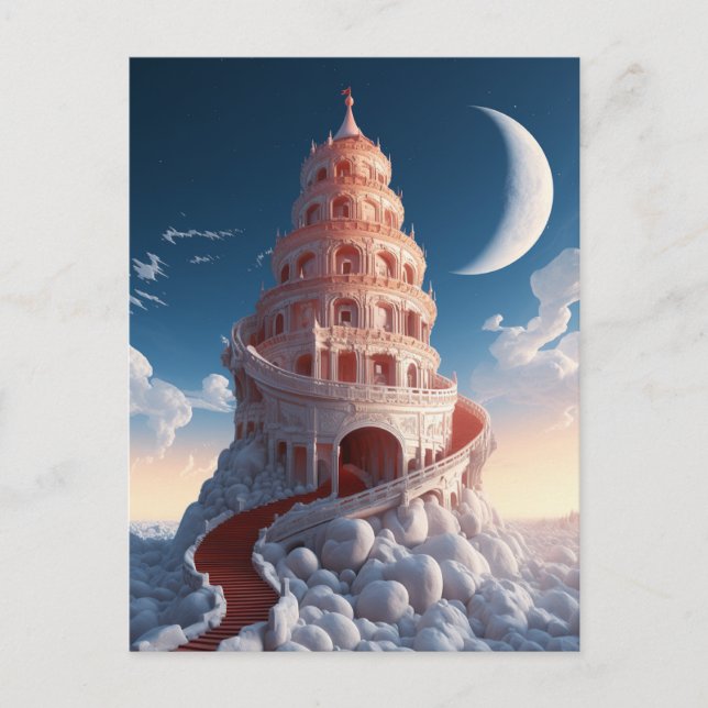 Carte Postale Tour Rouge Imaginaire d'hiver (Devant)