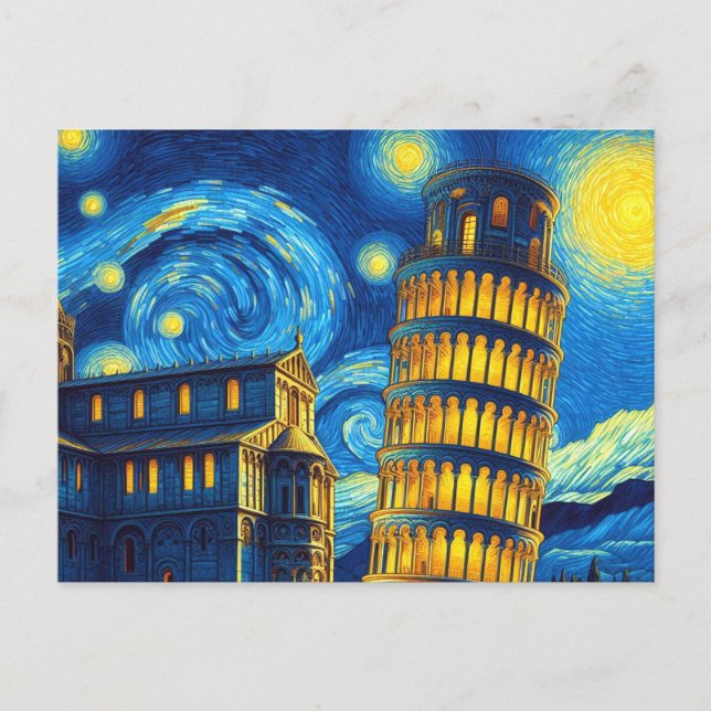 Carte Postale Tour Starry Night Leaning De Pise Italie (Devant)