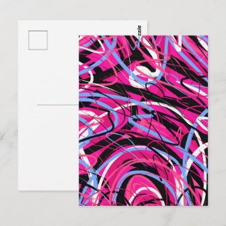 Carte Postale Tourbillons Abstraits en Rose et Noir