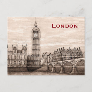 Carte Postale Tourisme de voyage à Londres vintage