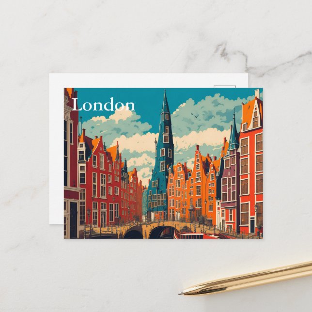 Carte Postale Tourisme vintage de Londres (Devant/Arrière en situation)