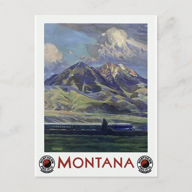 Carte Postale Tourisme vintage du Montana en train (Devant)