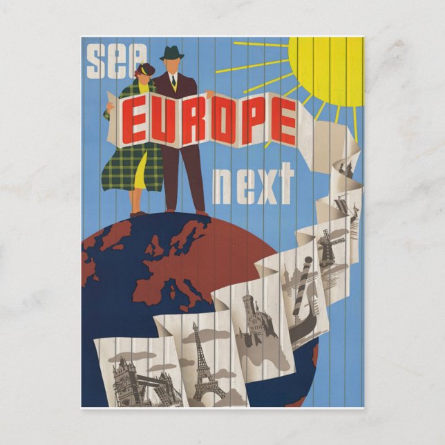 Carte Postale Tourisme vintage Retro Europe (Devant)