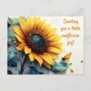 Carte Postale Tournesol avec papillons avec texte personnalisabl