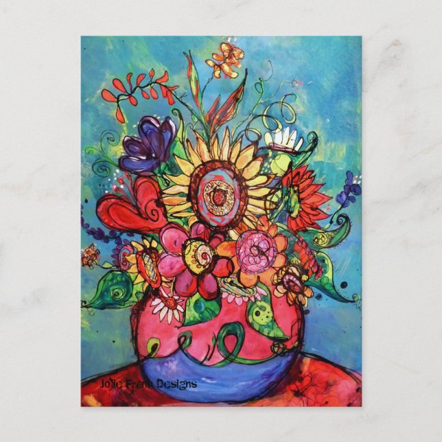 Carte Postale Tournesol dans le Vase rose (Devant)