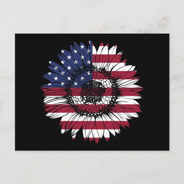 Carte Postale Tournesol du 4 juillet Jour de l'Indépendance Drap (Devant)