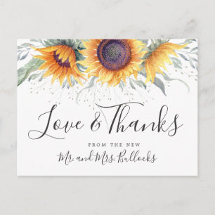 Carte Postale Tournesol en Fleur Remerciements de Mariage