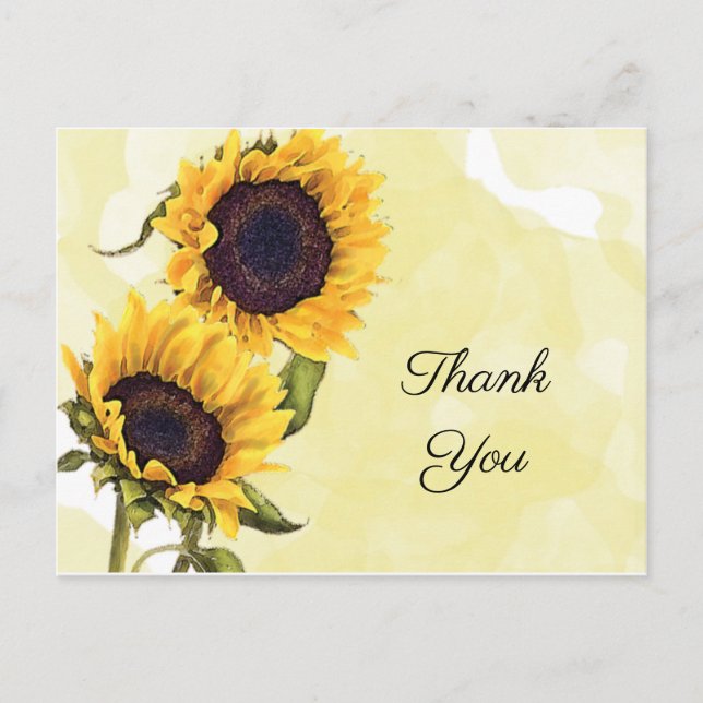 Carte Postale Tournesol et aquarelle en Merci solaire (Devant)