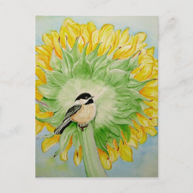 Carte Postale Tournesol et poulet (Devant)