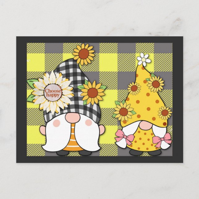 Carte Postale Tournesol Gnome Choisissez Happy Migny Plaid (Devant)