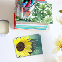 Carte postale Tournesol Jaune Bonheur Pensée pour