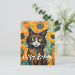 Carte Postale Tournesol Moustaches Délice Anniversaire de l'Amat