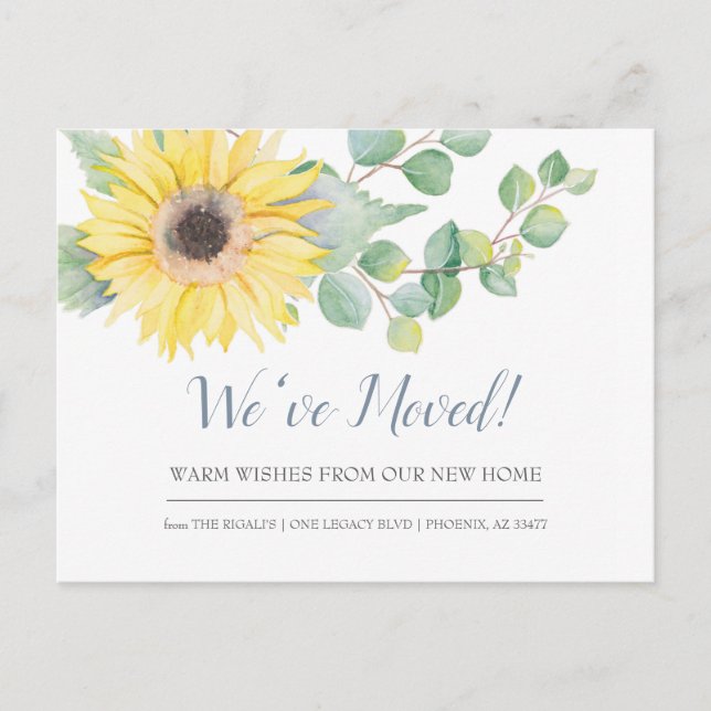 Carte Postale Tournesol Nouvelle maison Sweet Home Moving Annonc (Devant)