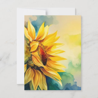 Carte Postale Tournesol, paysage naturel, aquarelle, fleur