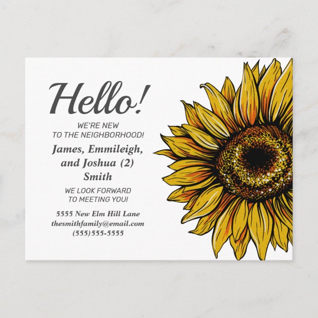 Carte Postale Tournesol rustique Nouveaux voisins Introduction (Devant)