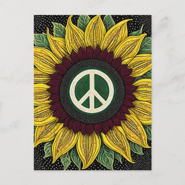 Carte Postale Tournesol Signe de Paix (Devant)
