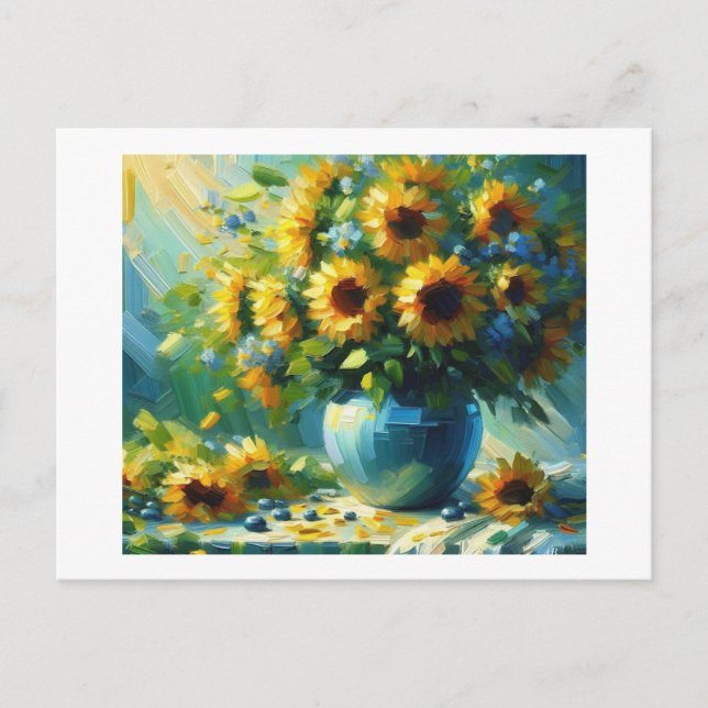 Carte Postale Tournesols, (Devant)