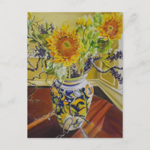 Carte Postale Tournesols dans un vase italien