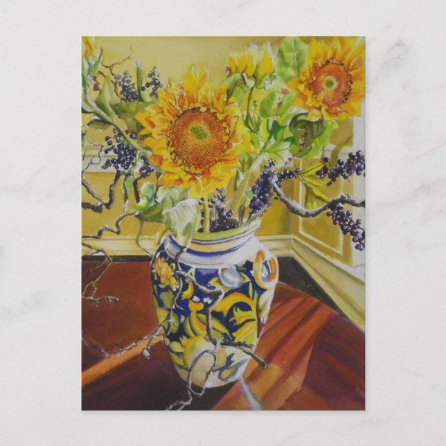 Carte Postale Tournesols dans un vase italien (Devant)