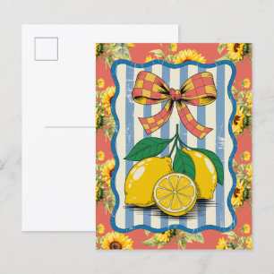 Carte Postale Tournesols et citrons aquarelle