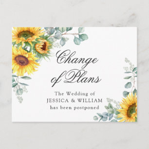Carte Postale Tournesols Eucalyptus Chic Mariage Changement de p