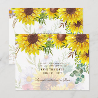 Carte Postale Tournesols Eucalyptus Feuillage de mariage SAUVEGA