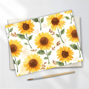 Carte Postale Tournesols Jaunes Aquarelle Floral Fantaisiste