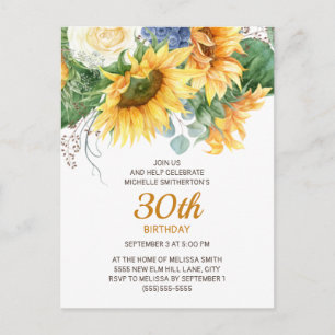 Carte Postale Tournesols personnalisés Eucalyptus 30e Anniversai