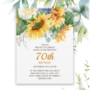 Carte Postale Tournesols personnalisés Eucalyptus 70e anniversai