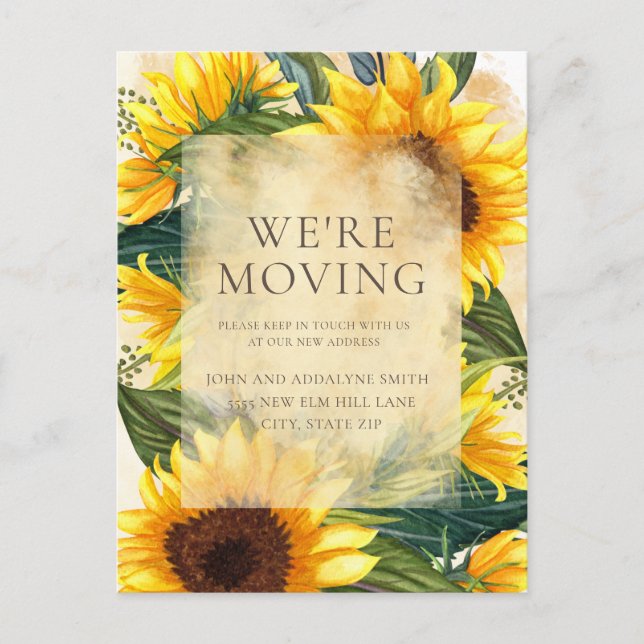 Carte Postale Tournesols Rustiques Feuilles verts Changer d'adre (Devant)