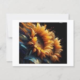 Carte Postale Tournesols sur fond noir,