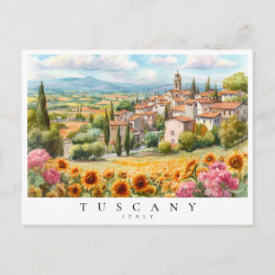 Carte Postale Tournesols Toscane Aquarelle Italie Voyage