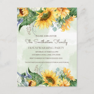 Carte Postale Tournesols Verdure Maison Fête de Chauffage Pos