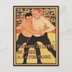 Carte Postale Tournoi de lutte vintage Liège publicité