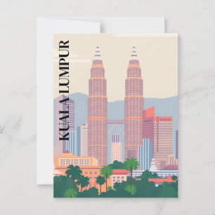 Carte Postale Tours Art déco de Kuala Lumpur Paysage urbain de l