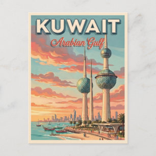 Carte Postale Tours de Koweït Golfe Arabique Voyage Vintage 