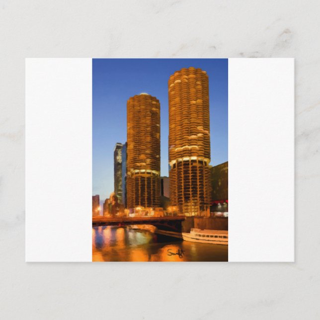 Carte Postale Tours de la marina de Chicago (Devant)