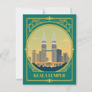 Carte Postale Tours jumelles Petronas Art déco de Kuala Lumpur V