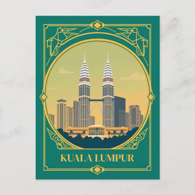 Carte Postale Tours jumelles Petronas Art déco de Kuala Lumpur V (Devant)