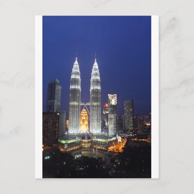 Carte Postale Tours Petronas illuminées la nuit Kuala Lumpur (Devant)